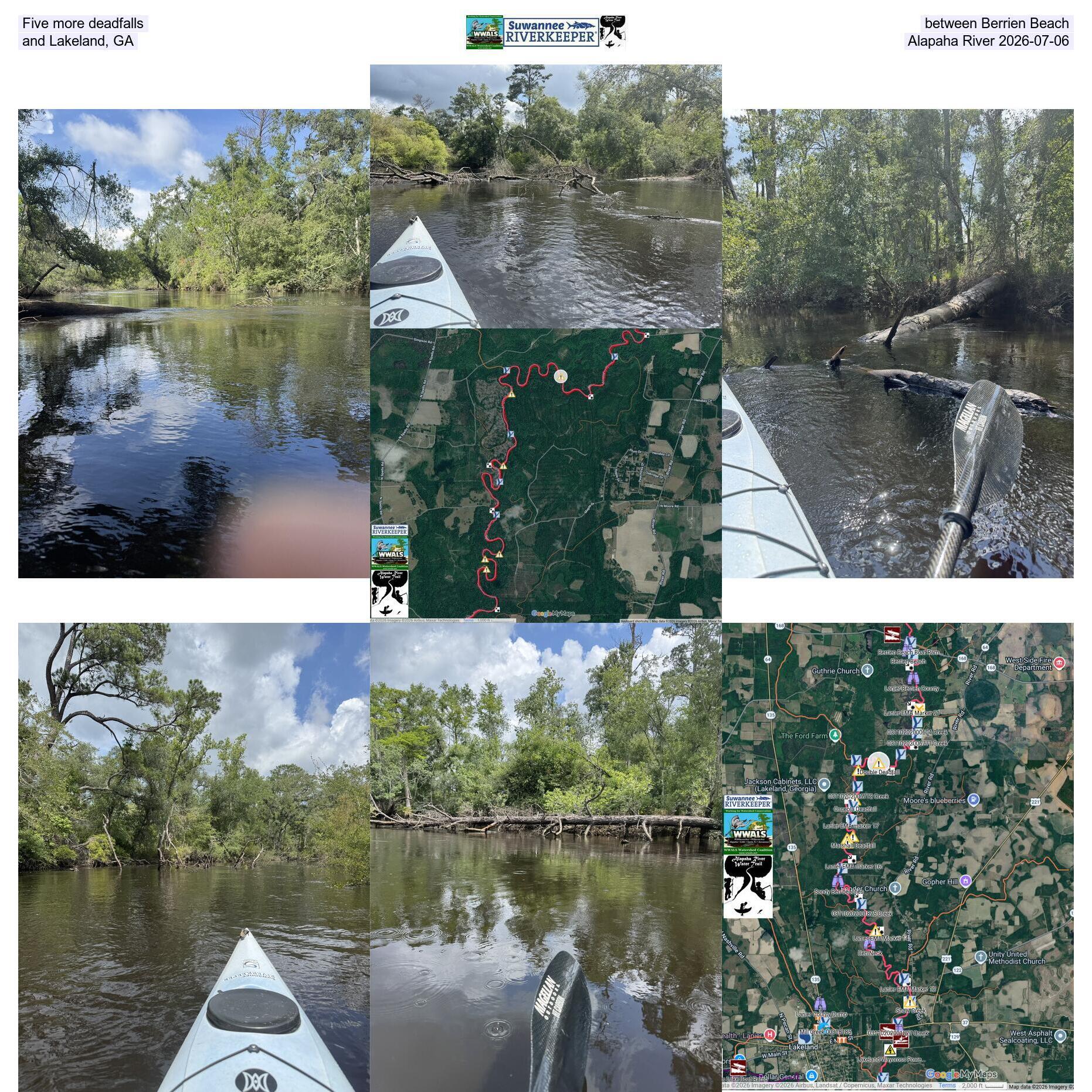 Five more deadfalls between Berrien Beach and Lakeland, GA, Alapaha River 2026-07-06