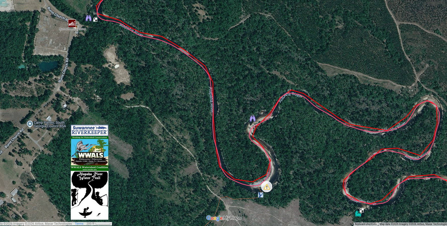 Map: Burnt Church Landing to Darsey Mill Branch Deadfall Alapaha River 2026-07-15 --ARWT