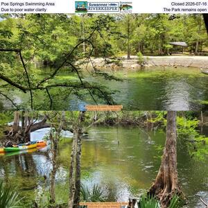[Poe Springs Swimming Area Closed 2026-07-16, Due to poor water clarity, The Park remains open]