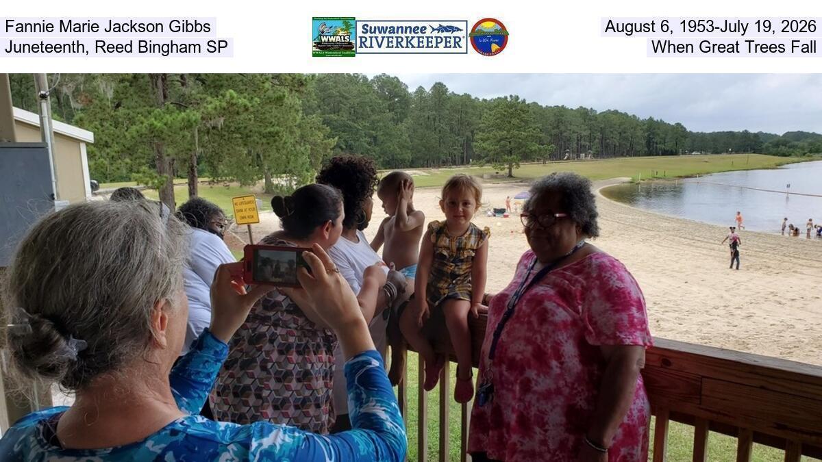 Fannie Marie Jackson Gibbs, August 6, 1953-July 19, 2026, Juneteenth, Reed Bingham SP, When Great Trees Fall