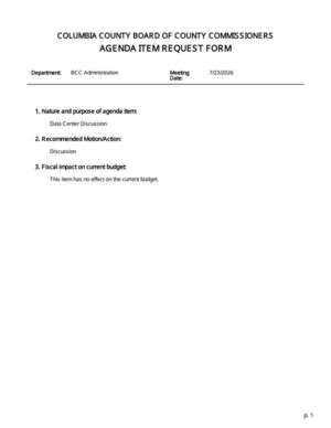 [AGENDA ITEM REQUEST FORM: Data Center Discussion]