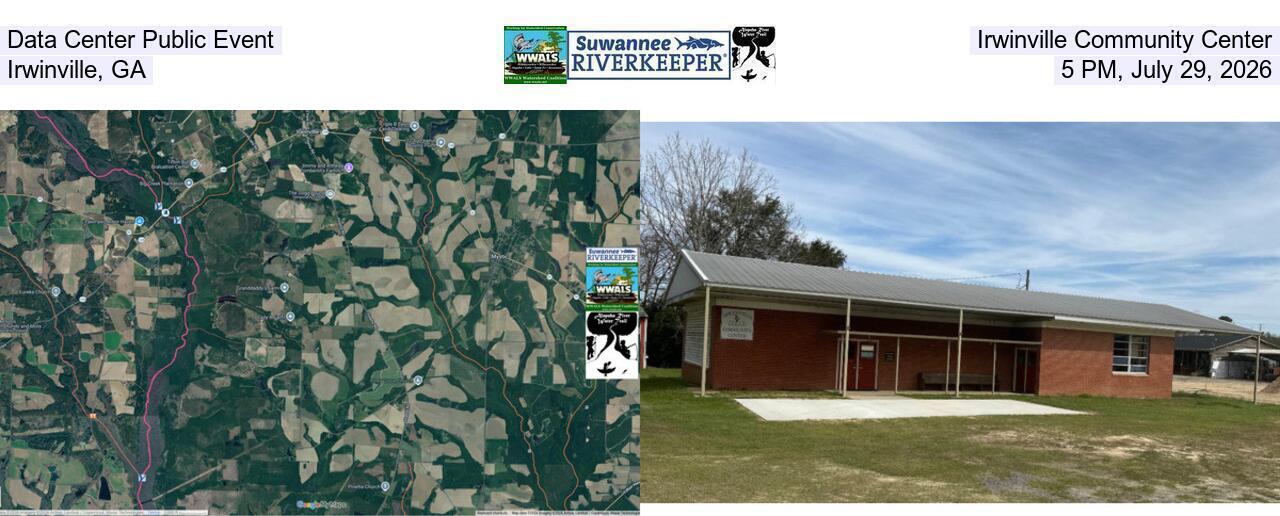 Data Center Public Event, Irwinville Community Center, Irwinville, GA, 5 PM, July 29, 2026