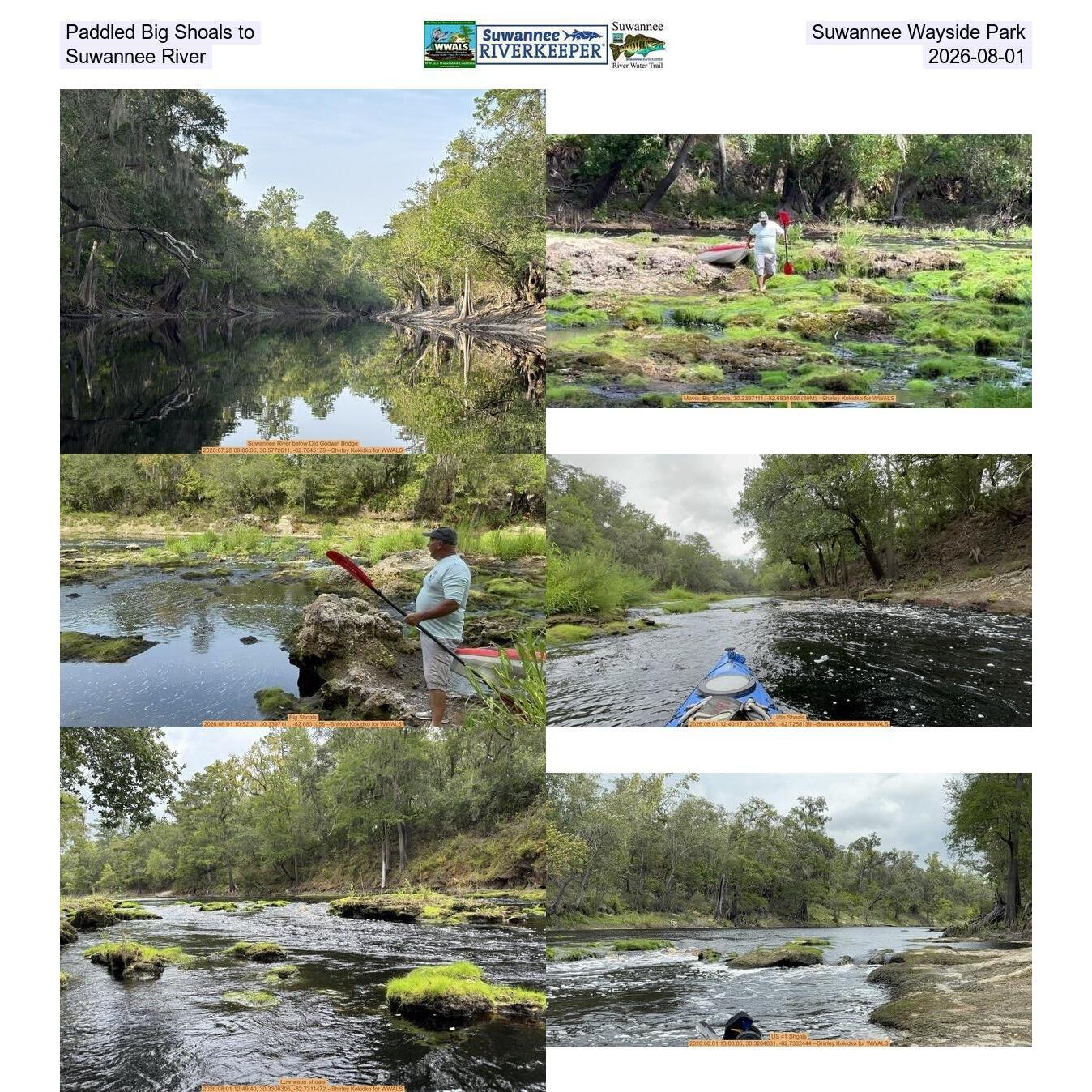 Paddled Big Shoals to Suwannee Wayside Park, Suwannee River, 2026-08-01
