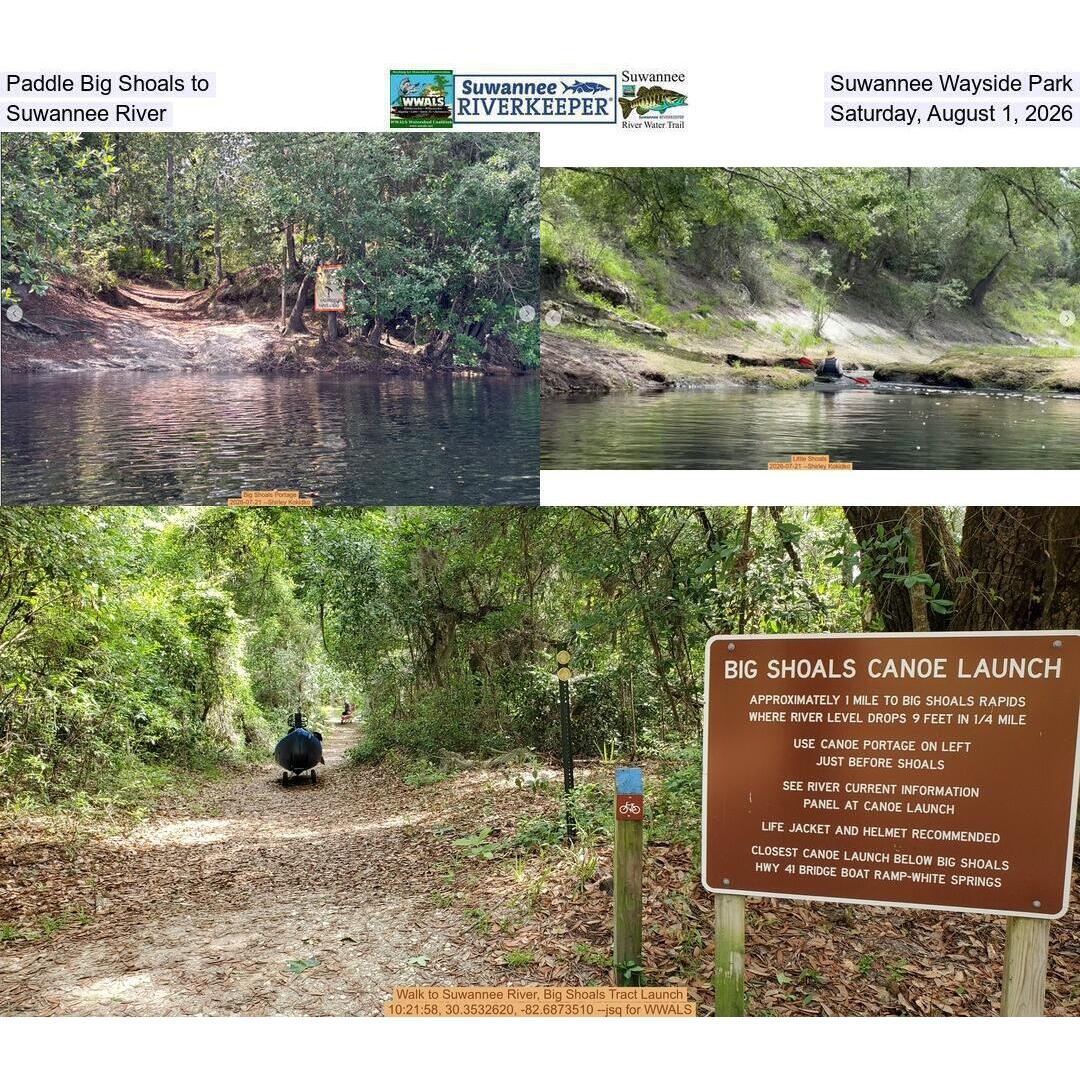 Paddle Big Shoals to Suwannee Wayside Park, Suwannee River, Saturday, August 1, 2026