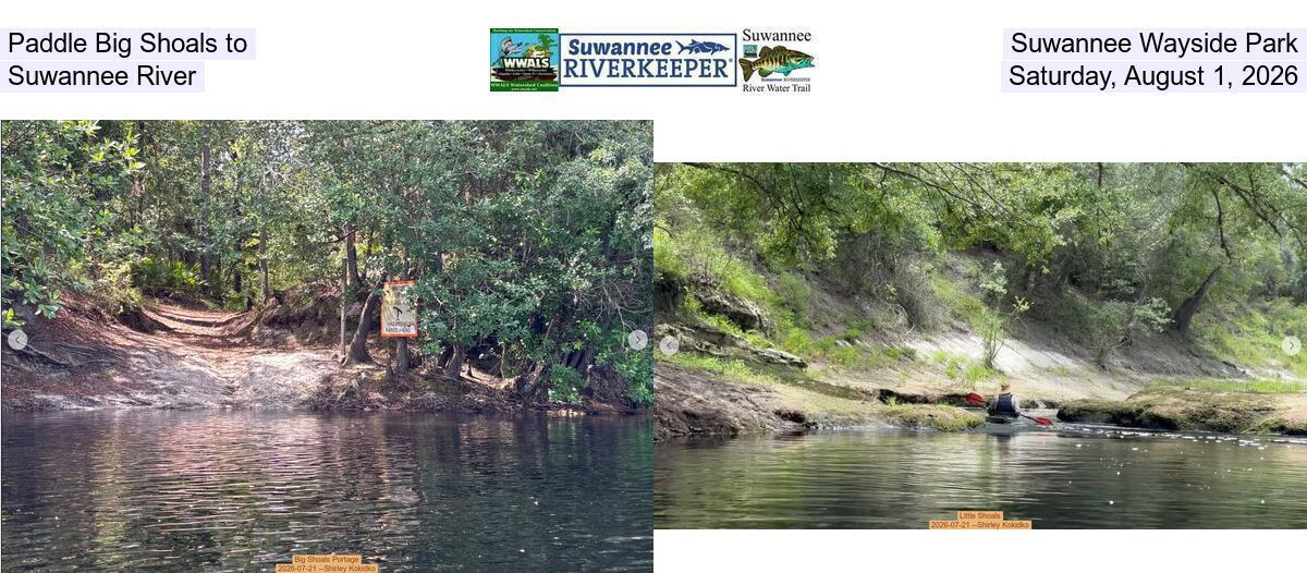 Paddle Big Shoals to Suwannee Wayside Park, Suwannee River, Saturday, August 1, 2026