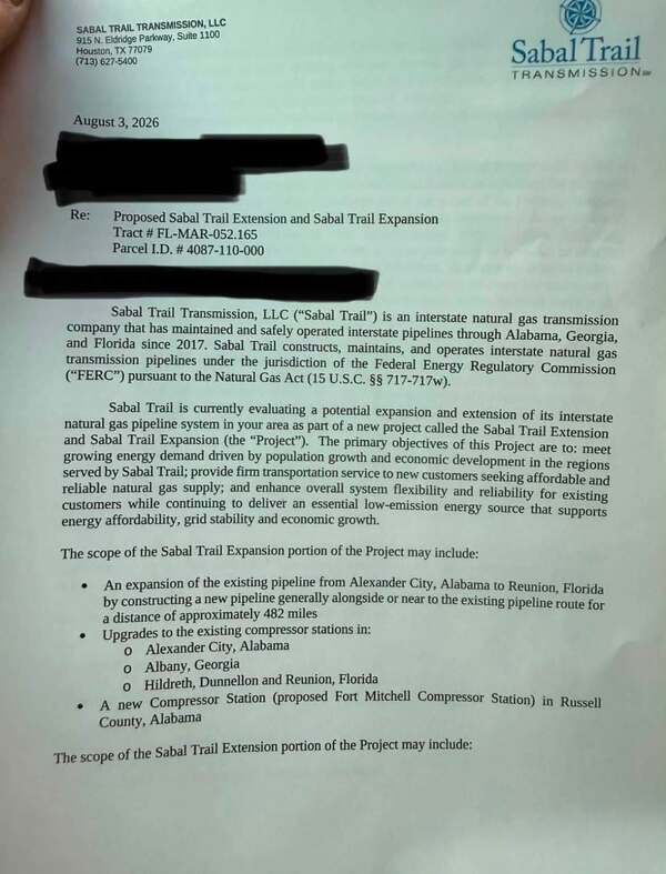 [Re: Proposed Sabal Trail Extension and Sabal Trail Expansion, 2026-08-03 --Sabal Trail Transmission]
