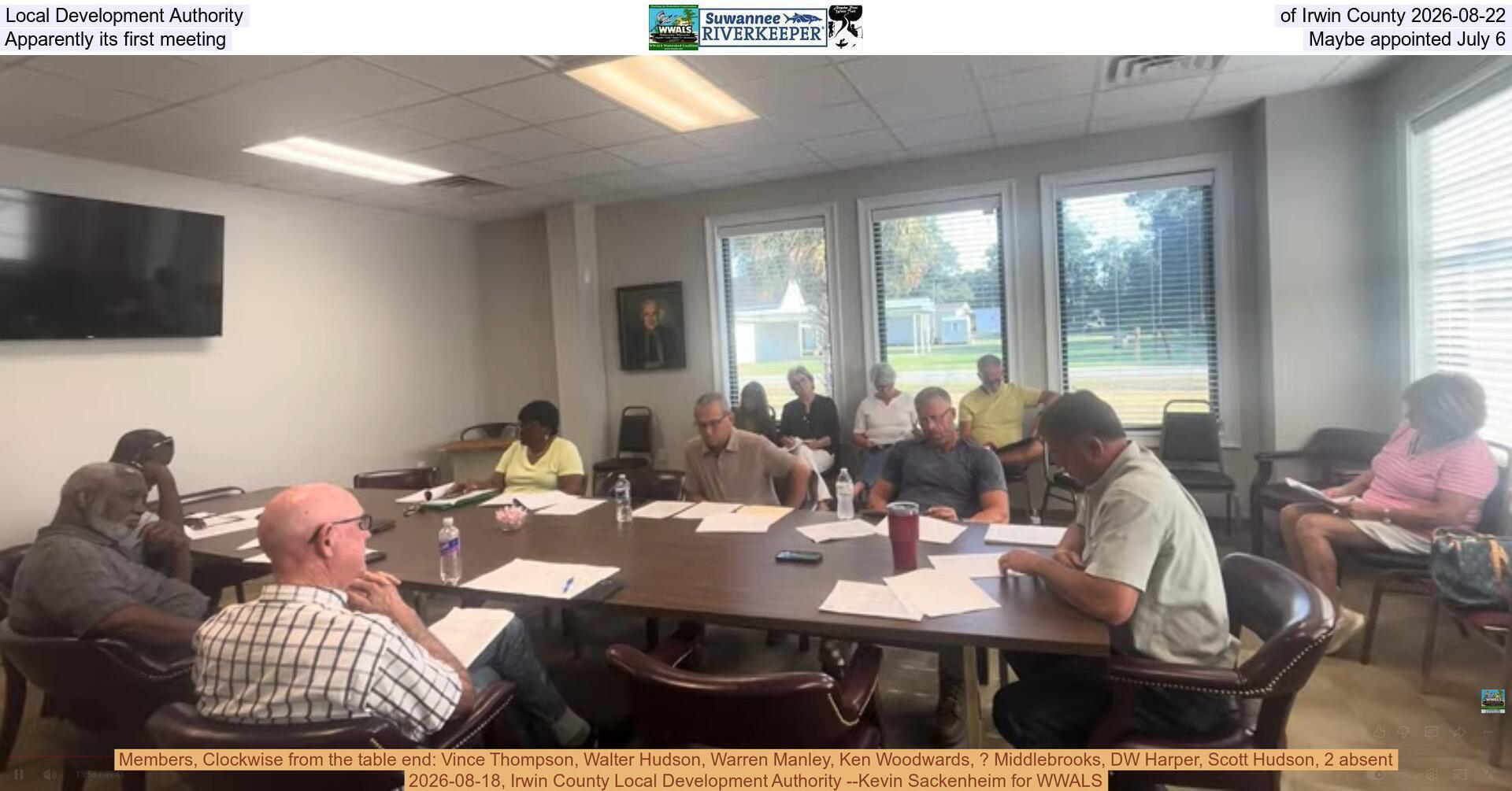[Local Development Authority of Irwin County 2026-08-22, Apparently its first meeting, Maybe appointed July 6]