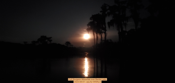 Full Sturgeon Moonrise over Banks Lake, 2023-08-01 --jsq for WWALS