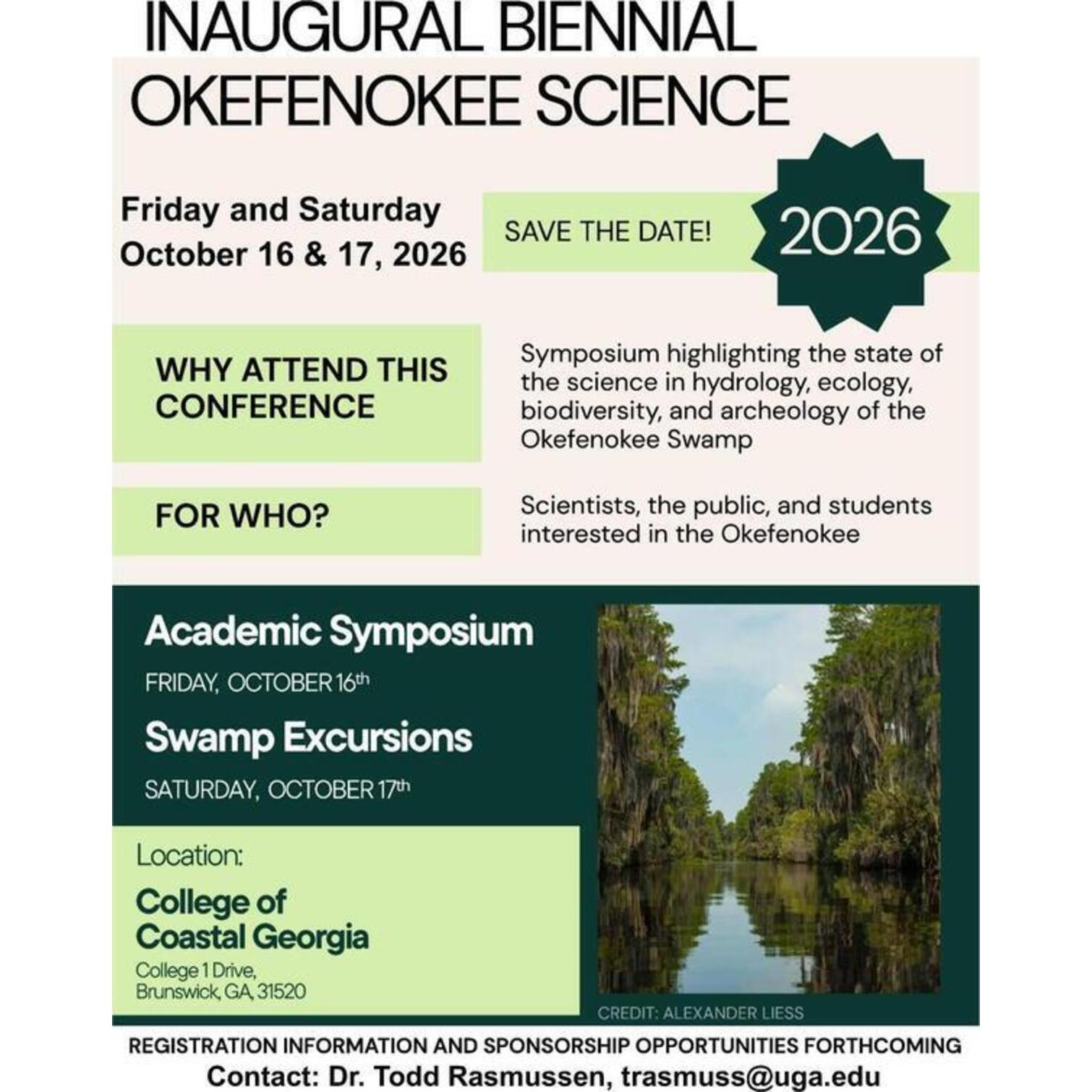 Okefenokee Science Conference, October 16 & 17 2026, Brunswick, GA