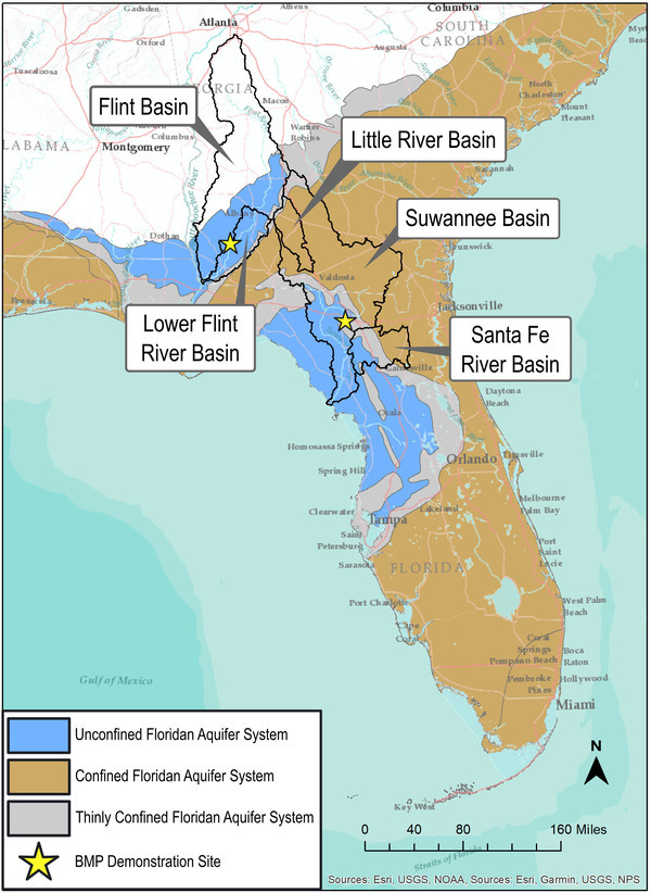 [Map: Floridan Aquifer and Regions --FACETS]