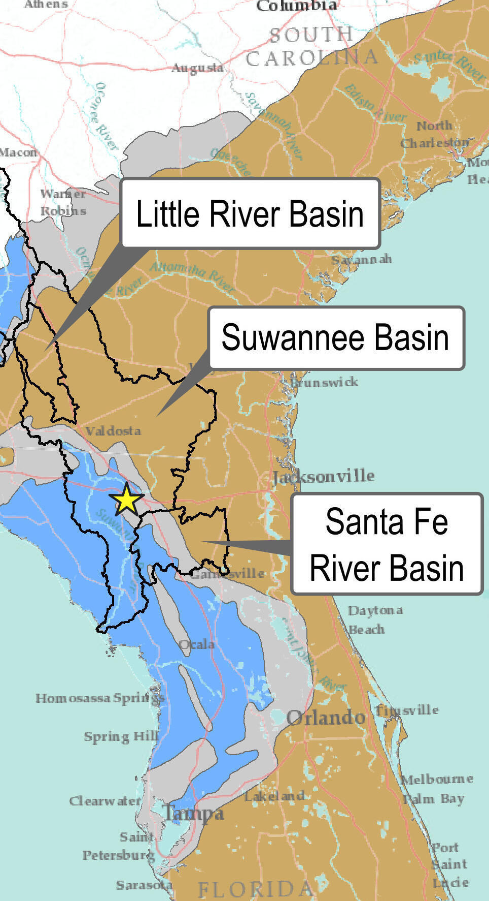 Map: Floridan Aquifer and Suwannee Basin Tall
