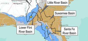 [Map: Floridan Aquifer and Suwannee Basin]