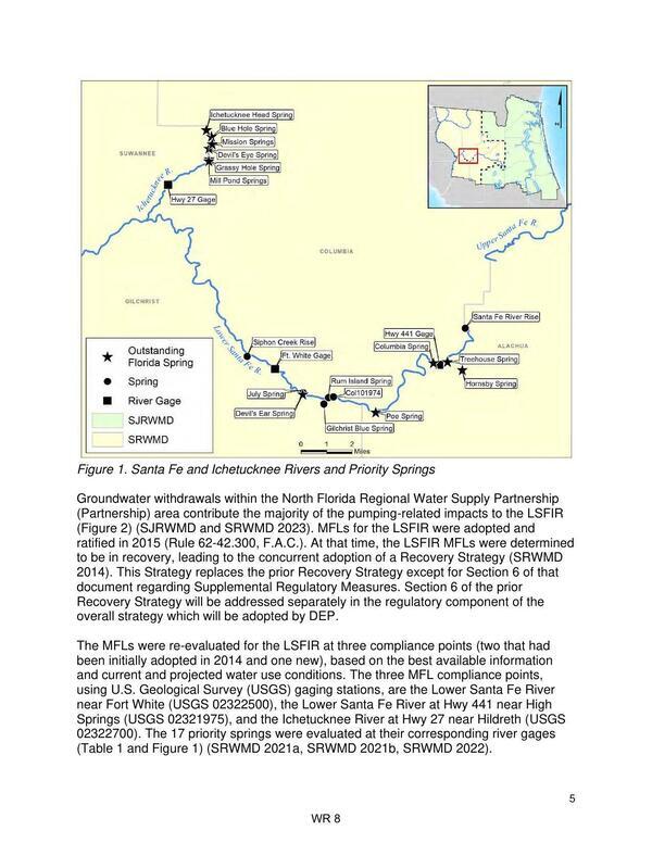 Figure 1. Santa Fe and Ichetucknee Rivers and Priority Springs