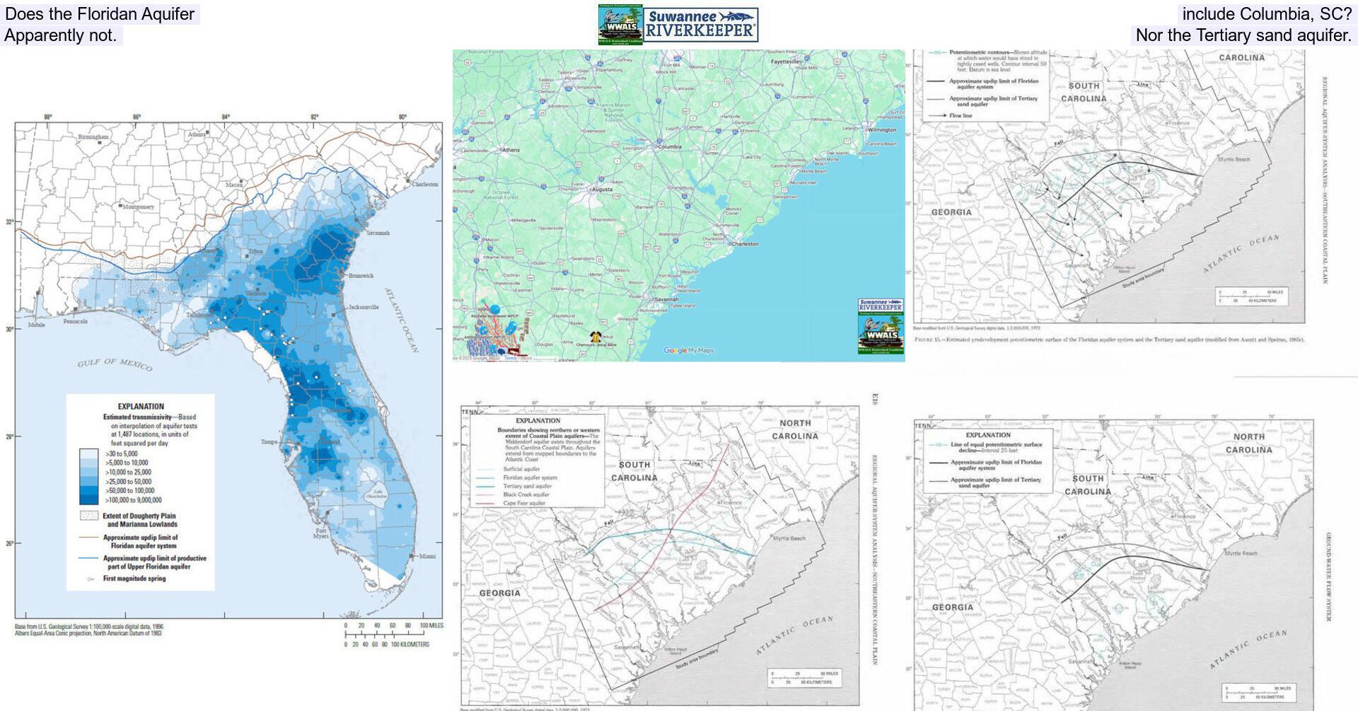 Does the Floridan Aquifer include Columbia, SC? Apparently not. Nor the Tertiary sand aquifer.