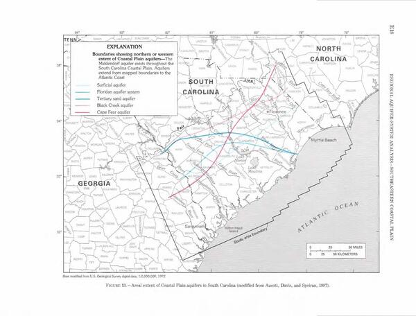 [Boundaries showing northern or western extent of Coastal Plain Aquifers, 1996-01-01, --Walter R. Aucott, USGS PROFESSIONAL PAPER 1410-E]