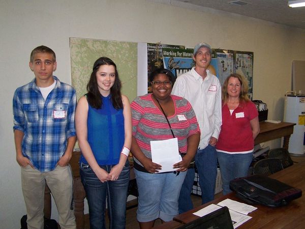 [The winners: Honorable Mention Codi Sadler, Second Place Taarna Jones, First Place Maya Turner. Third Place Glenda Velasquez not pictured, plus ARWT Chair Chris Graham and logo contest coordinator Deanna Mericle]