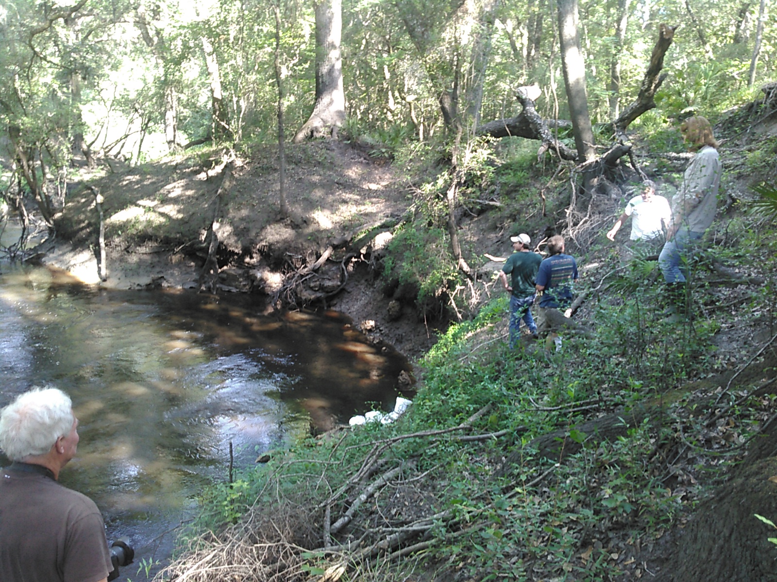Dye bags by the river