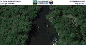 [McIntyre Spring with boats, Withlacoochee River --Google Earth Pro, May 27, 2017]