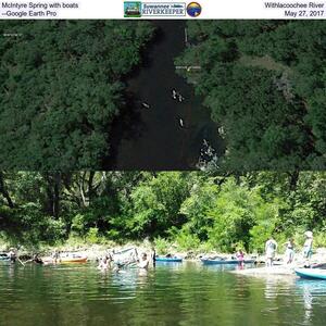 [McIntyre Spring with boats, Withlacoochee River --Google Earth Pro, May 27, 2017]
