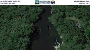 [McIntyre Spring with boats, Withlacoochee River --Google Earth Pro, May 27, 2017]