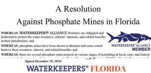 res signed In: Waterkeepers Florida signs Resolution Against Phosphate Mines in Florida 2018-12-19 | Our Santa Fe River, Inc. (OSFR) | Protecting the Santa Fe River