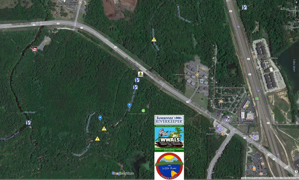 [Withlacoochee River at GA 133 in the WWALS map of the Withlacoochee and Little River Water Trail (WLRWT)]