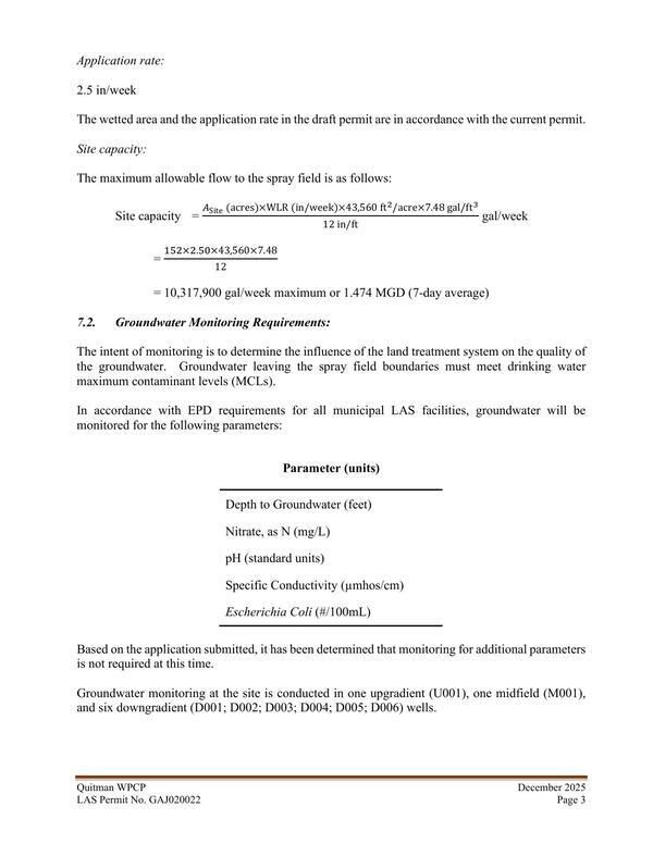7.2. Groundwater Monitoring Requirements: