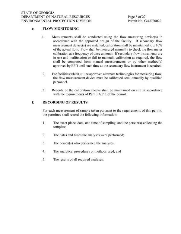 2.e. FLOW MONITORING 2.f. RECORDING OF RESULTS