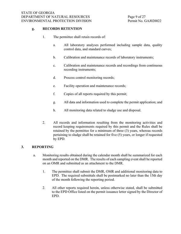 2.g. RECORDS RETENTION 3. REPORTING