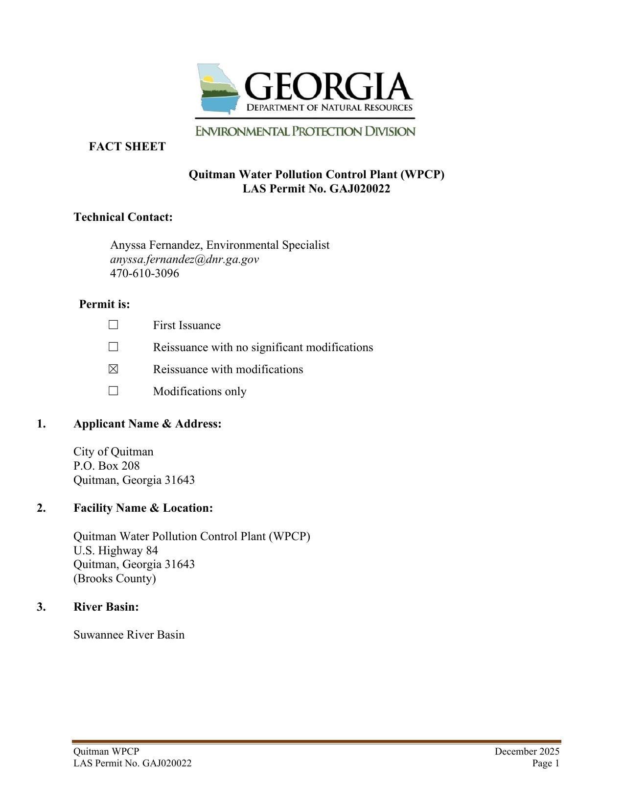 Fact Sheet GAJ020022--Quitman-WPCP--Draft-Permit-Package--2025.pdf-0003