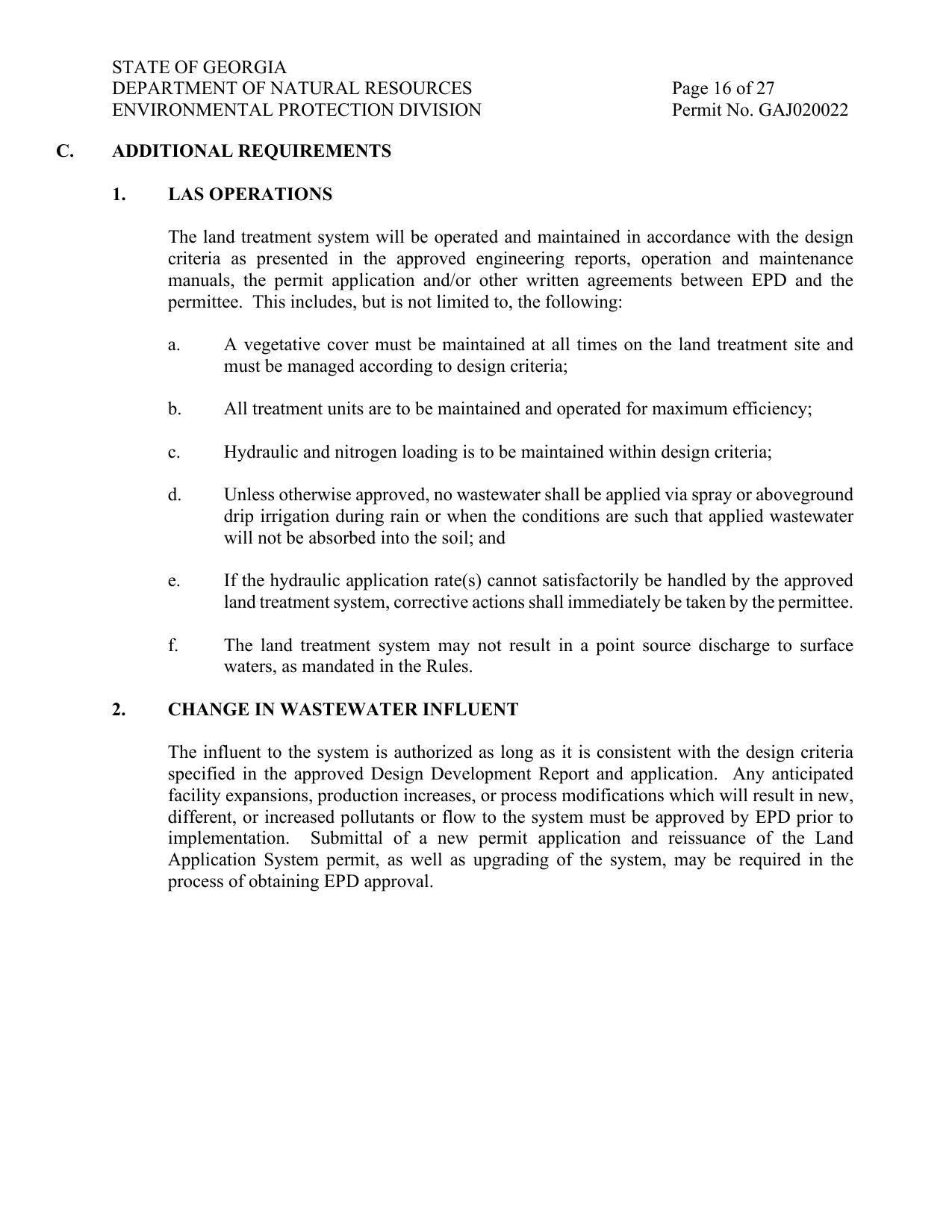 C. ADDITIONAL REQUIREMENTS