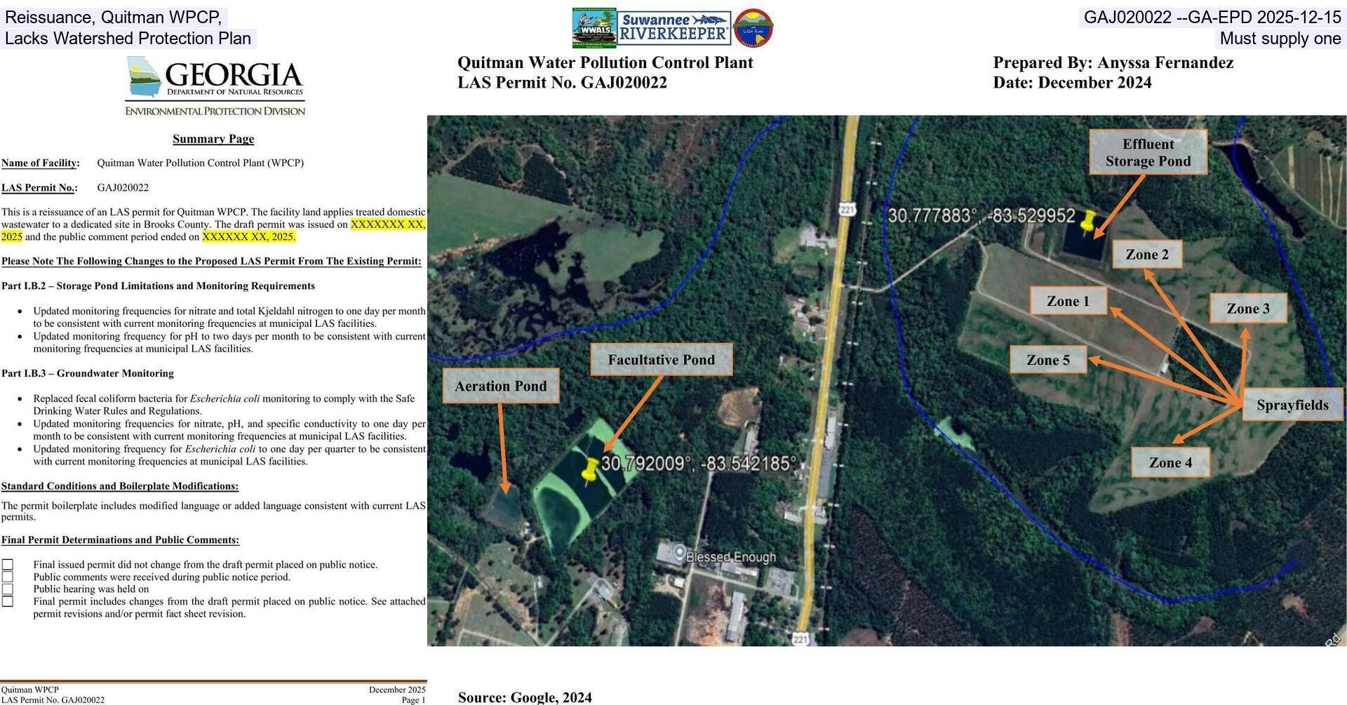 [Reissuance, Quitman WPCP, GAJ020022 --GA-EPD 2025-12-15, Lacks Watershed Protection Plan, Must supply one]