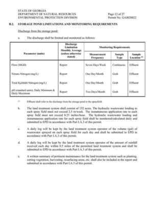 [B.2. STORAGE POND LIMITATIONS AND MONITORING REQUIREMENTS]