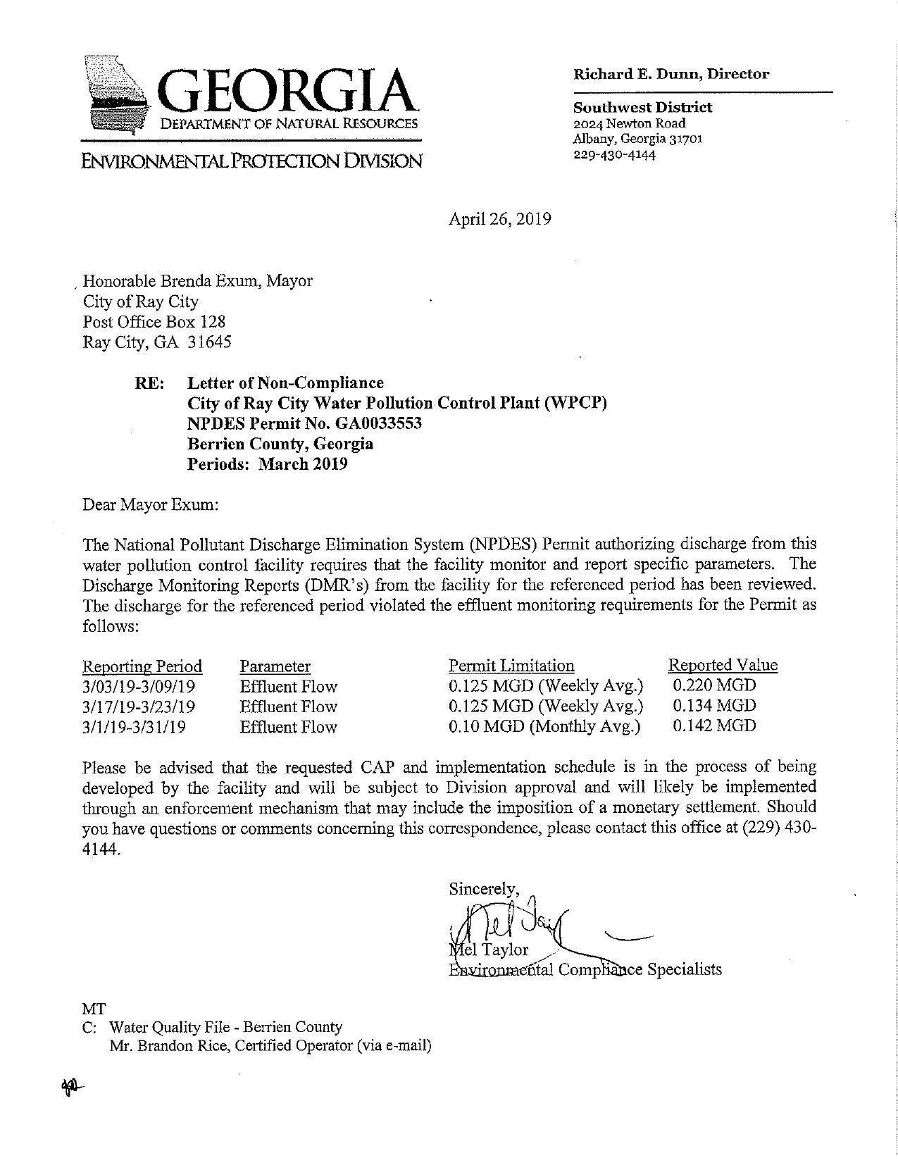 water pollution contro! facility requires that the facility monitor and report specific parameters, The