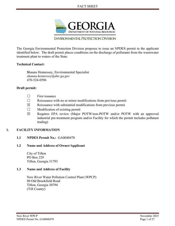 [Reissuance with substantial modifications from previous permit; Requires EPA review (Major POTW/non-POTW and/or POTW with an approved industrial pre-treatment program and/or Facility for which the permit includes pollutant trading)]