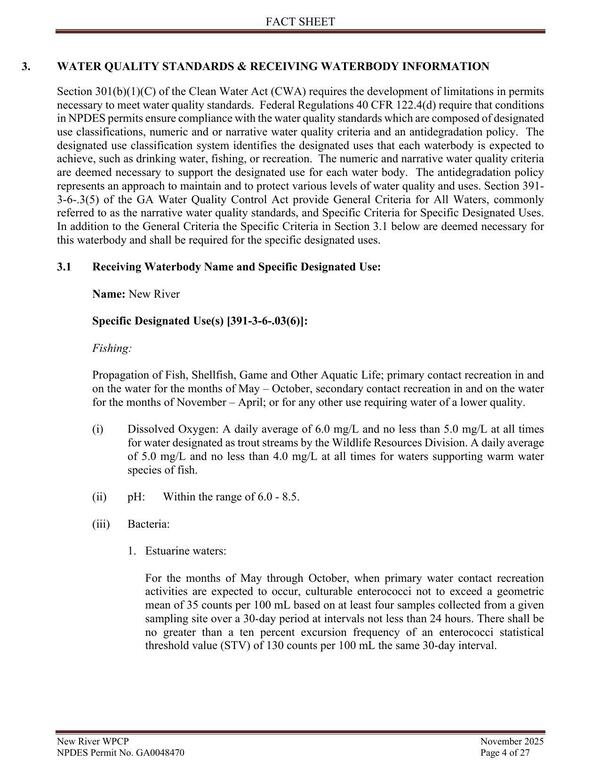 [3. WATER QUALITY STANDARDS & RECEIVING WATERBODY INFORMATION]