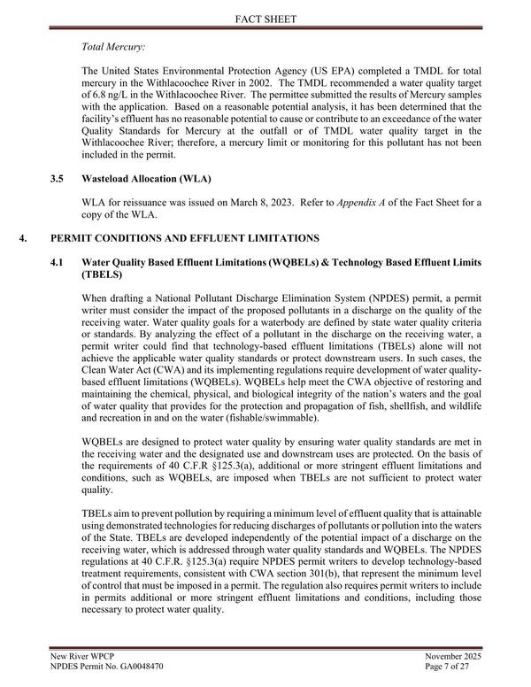 [4. PERMIT CONDITIONS AND EFFLUENT LIMITATIONS]