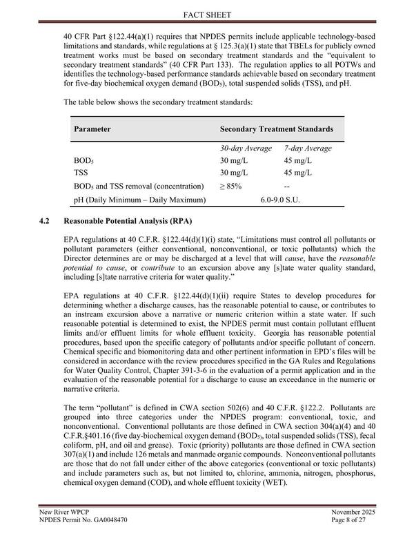 [40 CFR Part §122.44(a)(1) requires that NPDES permits include applicable technology-based]