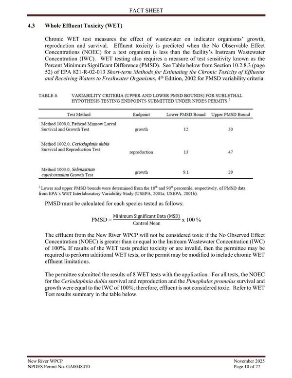 [4.3 Whole Effluent Toxicity (WET)]