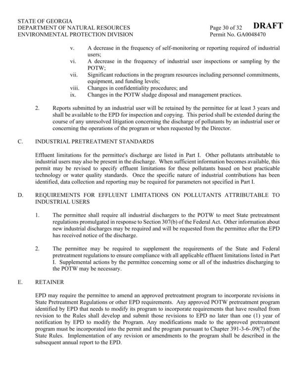 [D. REQUIREMENTS FOR EFFLUENT LIMITATIONS ON POLLUTANTS ATTRIBUTABLE TO]