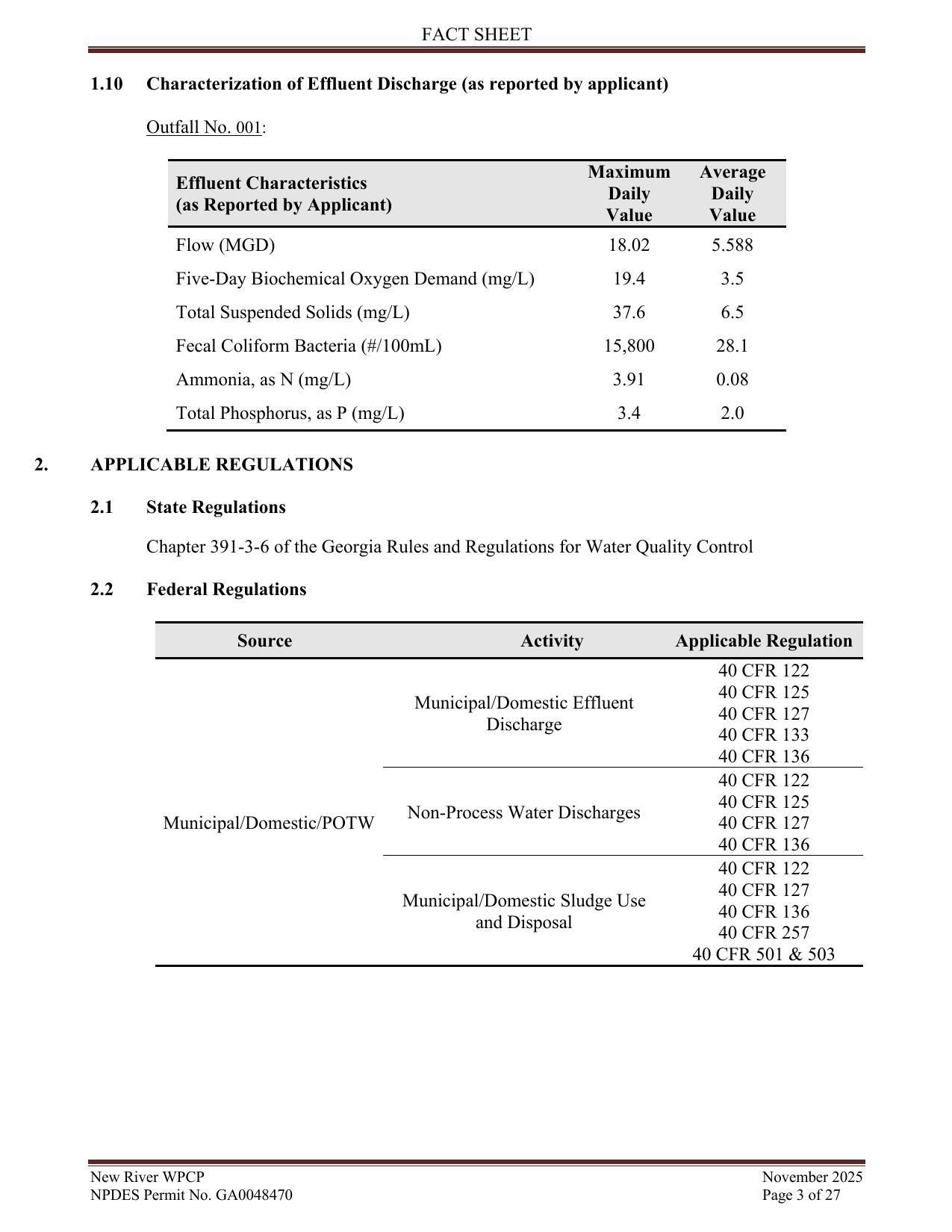 2. APPLICABLE REGULATIONS