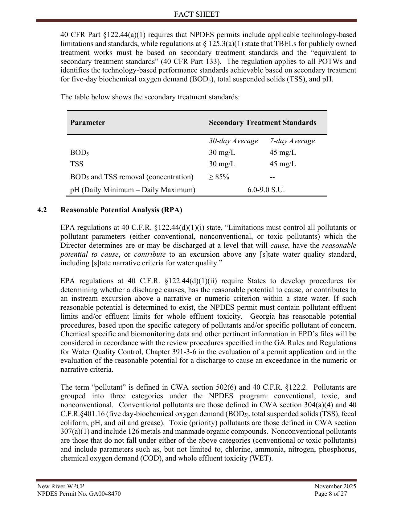 40 CFR Part §122.44(a)(1) requires that NPDES permits include applicable technology-based