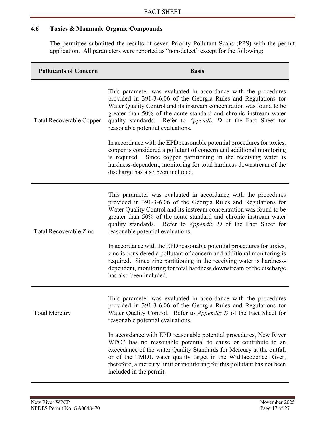 4.6 Toxics & Manmade Organic Compounds