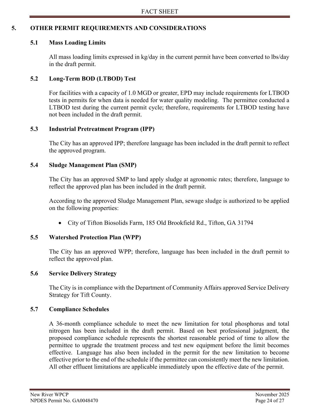 5. OTHER PERMIT REQUIREMENTS AND CONSIDERATIONS