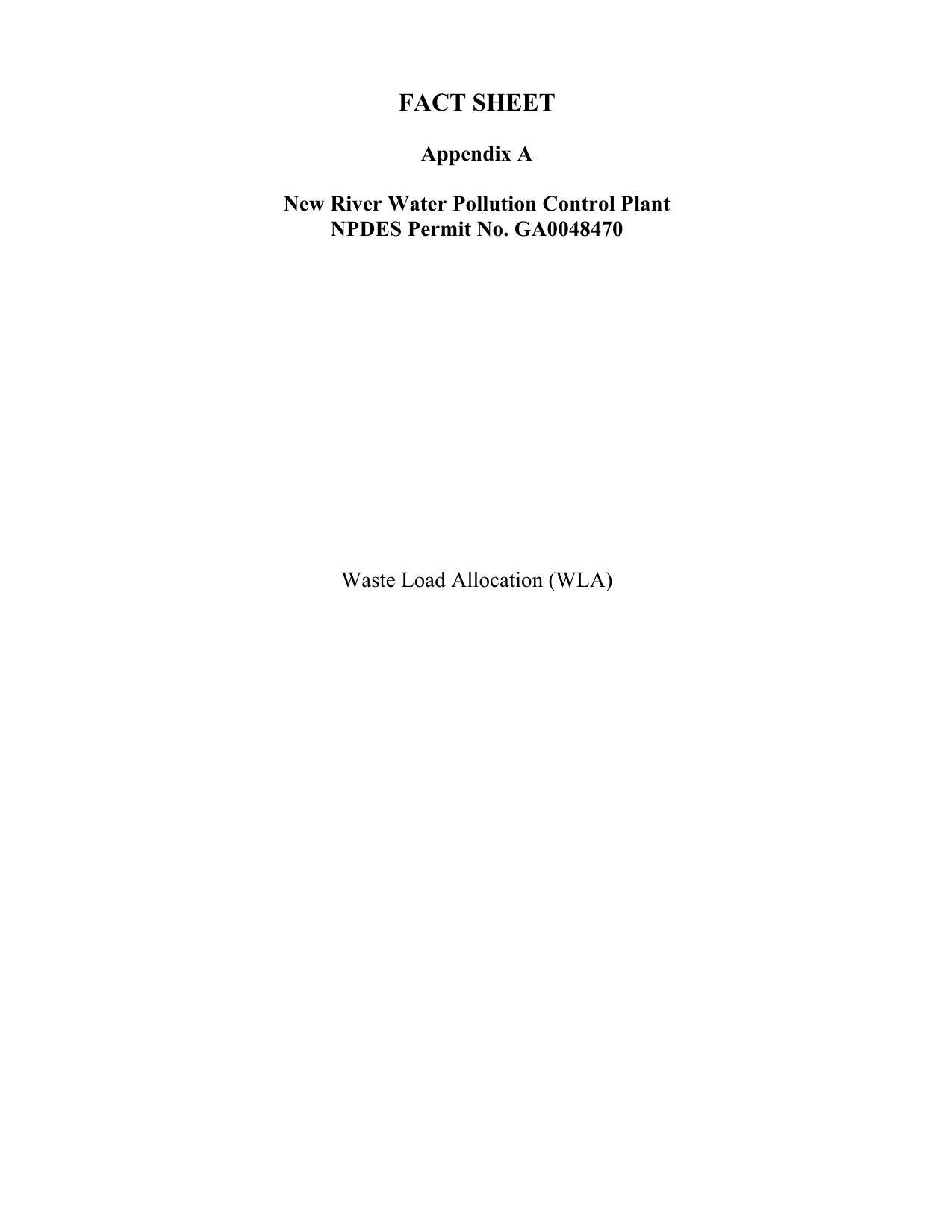Appendix A: Waste Load Allocation (WLA)
