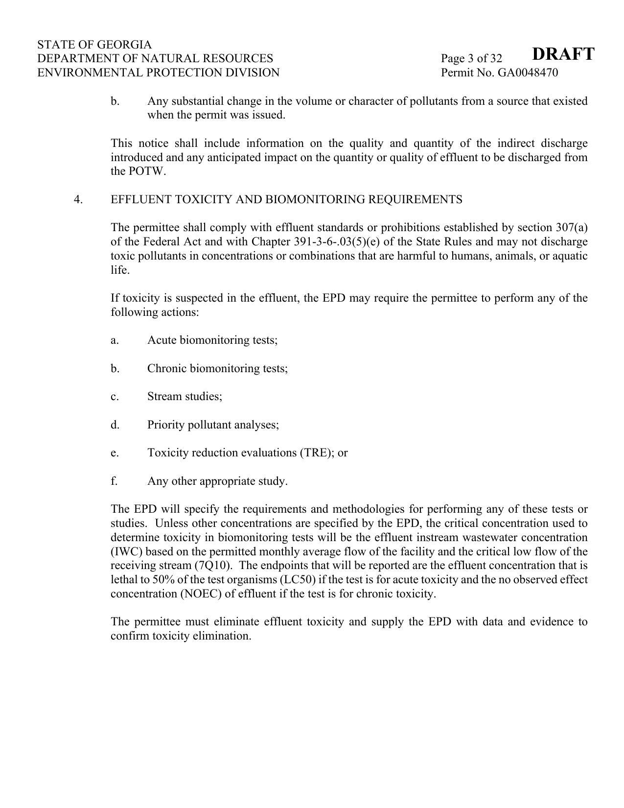 A.4. EFFLUENT TOXICITY AND BIOMONITORING REQUIREMENTS