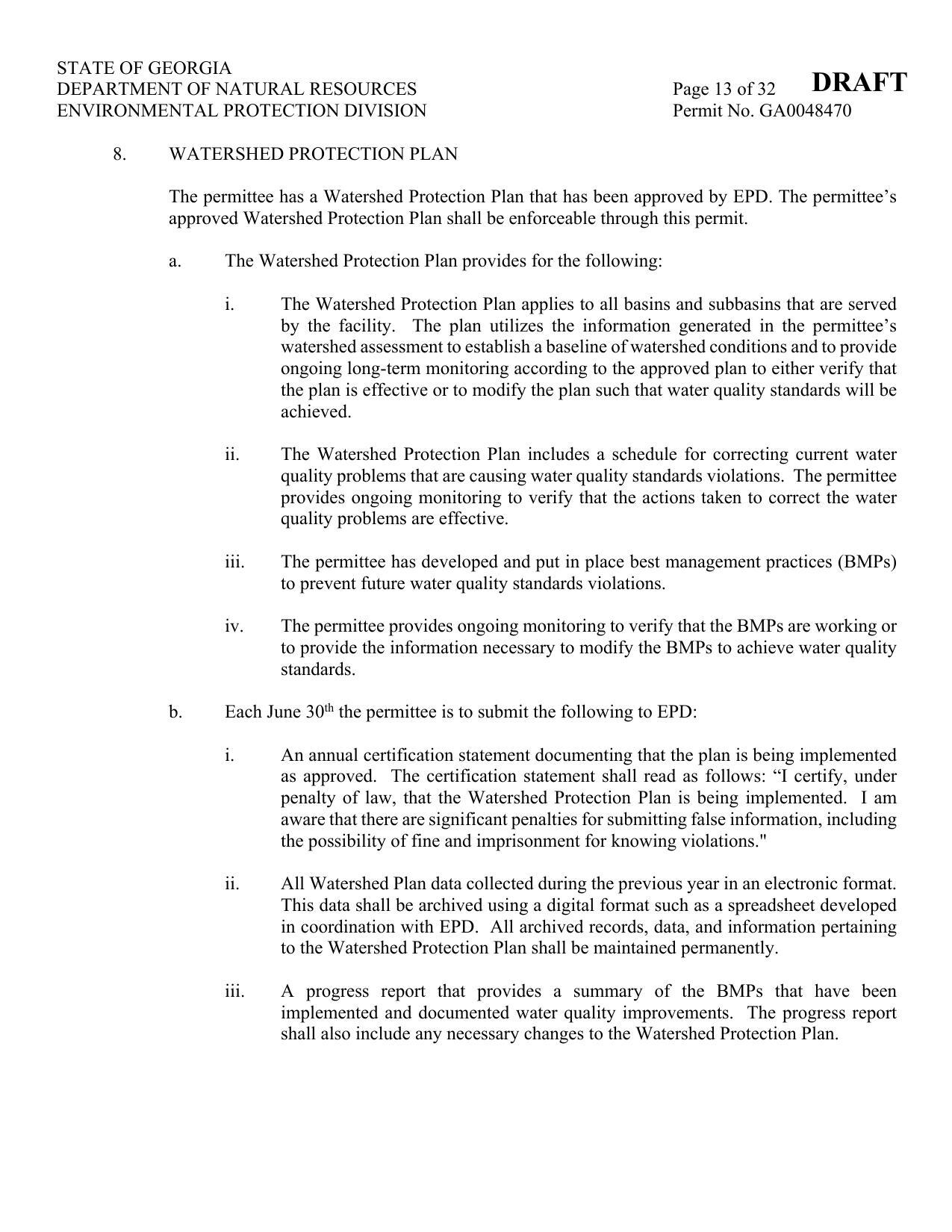 C.8. WATERSHED PROTECTION PLAN