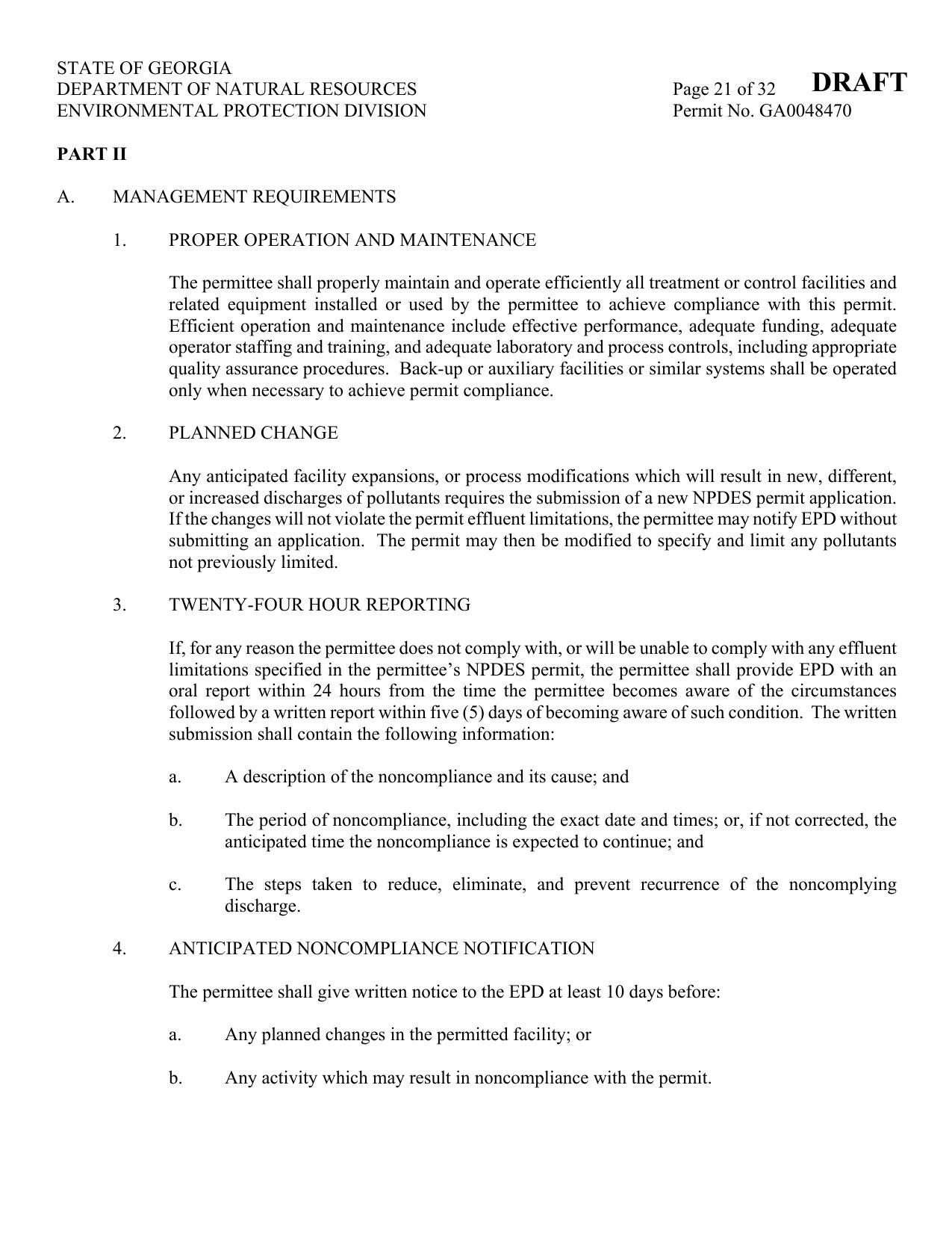 PART II A. MANAGEMENT REQUIREMENTS