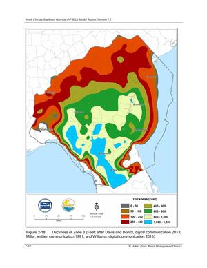 [Figure 2-18. Thickness of Zone 3 (Feet; after Davis and Boniol, digital communication 2013;]