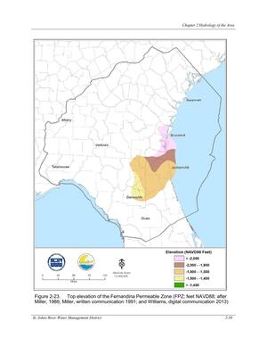 [Figure 2-23. Top elevation of the Fernandina Permeable Zone (FPZ; feet NAVD88; after]